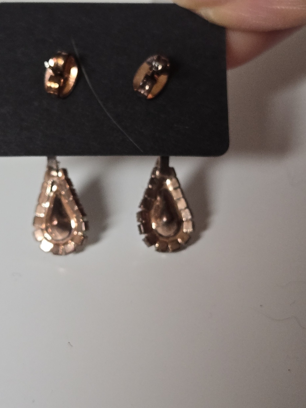 Vintage Iridescent AB Crystal Rainbow Color Teardrop Drop Earrings - Picture 3 of 14